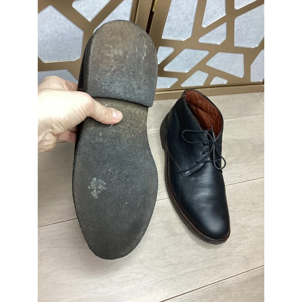Johnston Murphy Men Copeland Chukka Black Tumbled Soft Sheep Leather 12 M Boots